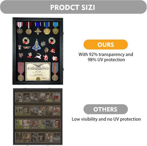 حقيبة عرض دبوس من جلد البولي يوريثان من Fanousy مقاس 14 بوصة × 19 بوصة، لوحة عرض دبوس قابلة للقفل، صناديق عرض ظل عسكرية قابلة للقفل مع إطار صندوق ظلال للحماية من الأشعة فوق البنفسجية بنسبة 98% لمجموعة شريط تصحيح ميدالية ديزني العسكرية in Kuwait