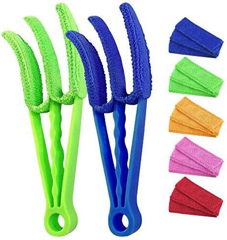 أدوات تنظيف ستائر النوافذ: عبوتان من فرشاة تنظيف الغبار مع 5 أغطية من الألياف الدقيقة لمصاريع النوافذ ومكيفات الهواء العمياء وغبار فجوة الأخدود in Kuwait