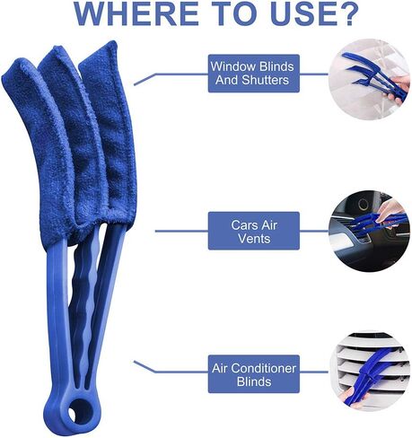 أدوات تنظيف ستائر النوافذ: عبوتان من فرشاة تنظيف الغبار مع 5 أغطية من الألياف الدقيقة لمصاريع النوافذ ومكيفات الهواء العمياء وغبار فجوة الأخدود in Kuwait