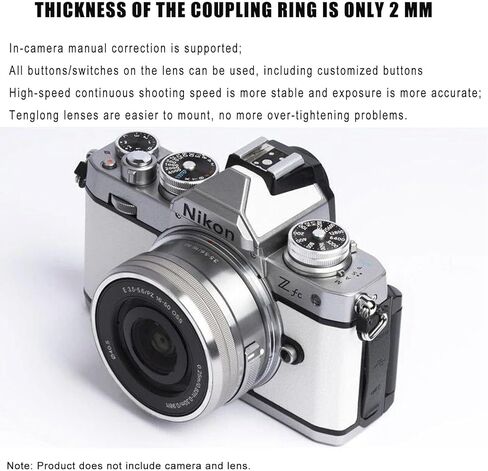 محول تلقائي Megadap ETZ21 PRO لكاميرات Nikon ZF وZ8 وZ9 وZ30 وZ5 وZ7II وZ6II وZfc - التركيز التلقائي، لدعم عدسة الطرف الثالث من Sony E Mount in Kuwait