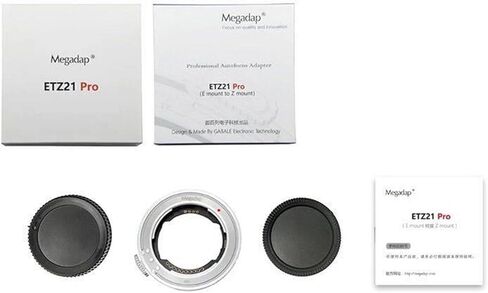 محول تلقائي Megadap ETZ21 PRO لكاميرات Nikon ZF وZ8 وZ9 وZ30 وZ5 وZ7II وZ6II وZfc - التركيز التلقائي، لدعم عدسة الطرف الثالث من Sony E Mount in Kuwait