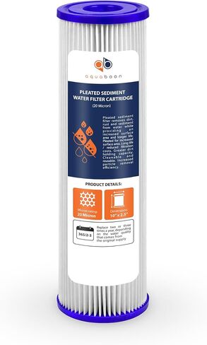 فلتر مياه مطوي 20 ميكرون من Aquaboon مقاس 10 × 2.5 بوصة - خرطوشة بديلة لفلتر مياه رواسب المنزل بالكامل متوافقة مع WB-50W، W50PE، WFPFC3002، R50، WHKF-WHPL، Keystone 550، 6 عبوات in Kuwait