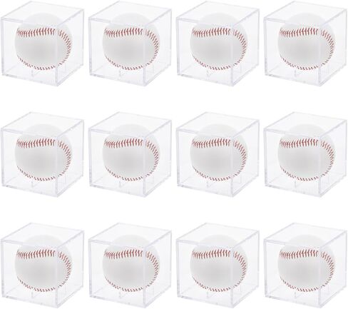 uxcell 6pcs Baseball Display Case, Acrylic Square Baseball Holder for Display Memorabilia Ball Showcase (3.15" x 3.15" x 3.15") in Saudi Arabia