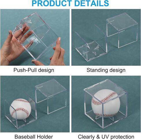 uxcell 6pcs Baseball Display Case, Acrylic Square Baseball Holder for Display Memorabilia Ball Showcase (3.15" x 3.15" x 3.15") in Saudi Arabia