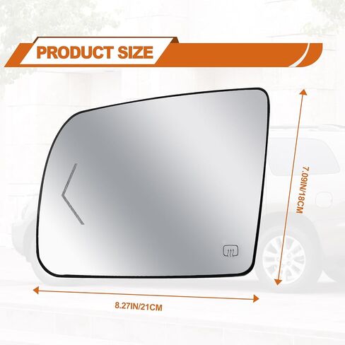 Passenger Right Side Heated Mirror Glass - Side View Heated Convex Mirror Glass with Rear Holder and Turn Signal, Replacement For Toyota 2008-2017 Sequoia 2007-2020 Tundra Passenger Side Mirror in Saudi Arabia