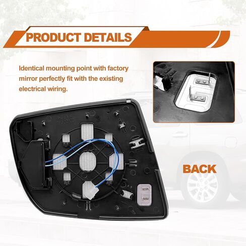 Passenger Right Side Heated Mirror Glass - Side View Heated Convex Mirror Glass with Rear Holder and Turn Signal, Replacement For Toyota 2008-2017 Sequoia 2007-2020 Tundra Passenger Side Mirror in Saudi Arabia