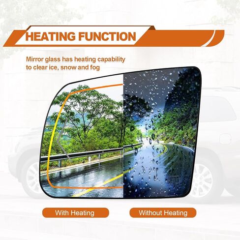 Passenger Right Side Heated Mirror Glass - Side View Heated Convex Mirror Glass with Rear Holder and Turn Signal, Replacement For Toyota 2008-2017 Sequoia 2007-2020 Tundra Passenger Side Mirror in Saudi Arabia
