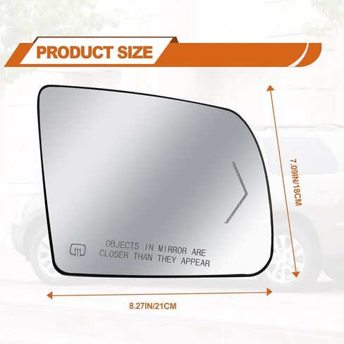 Passenger Right Side Heated Mirror Glass - Side View Heated Convex Mirror Glass with Rear Holder and Turn Signal, Replacement For Toyota 2008-2017 Sequoia 2007-2020 Tundra Passenger Side Mirror in Saudi Arabia