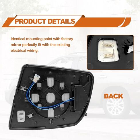Passenger Right Side Heated Mirror Glass - Side View Heated Convex Mirror Glass with Rear Holder and Turn Signal, Replacement For Toyota 2008-2017 Sequoia 2007-2020 Tundra Passenger Side Mirror in Saudi Arabia