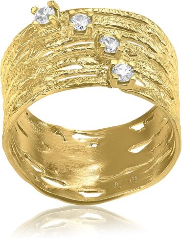 خواتم من الذهب عيار 14 قيراط فوق الفضة الاسترليني مع زركونيا مكعب 0.60 TCW، حلقة لف سلكية مزخرفة، خواتم ذهبية أنيقة، هدايا للنساء، مجوهرات جمالية، خواتم للنساء، مجوهرات ذهبية للنساء in Kuwait