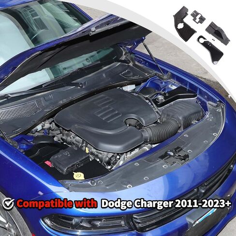 JWWY Engine Side Dust Coolant Bottle Cap Cover Trim Engine Cover Trim Kit Compatible with Dodge Charger Accessories 2011-2024+ ABS Carbon Fiber 4PCS in Saudi Arabia