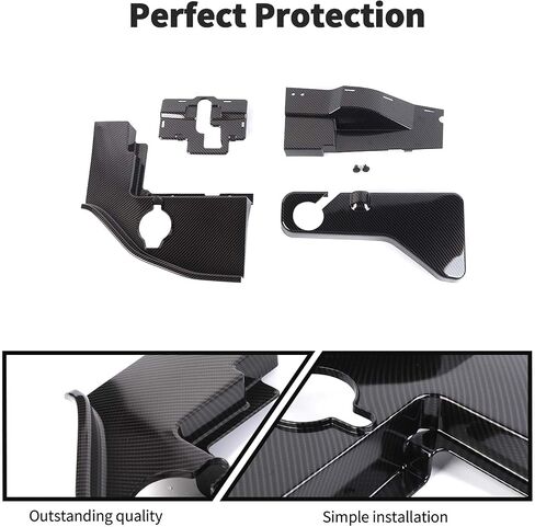 JWWY Engine Side Dust Coolant Bottle Cap Cover Trim Engine Cover Trim Kit Compatible with Dodge Charger Accessories 2011-2024+ ABS Carbon Fiber 4PCS in Saudi Arabia