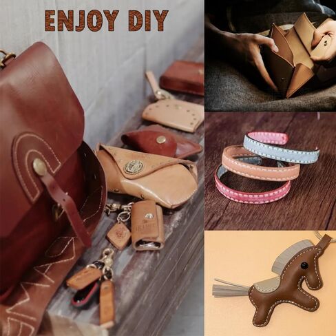 مجموعة الخياطة الجلدية، لوازم وخياطة إصلاح الجلود، مجموعة أدوات جلدية مع إبر خياطة كبيرة للعين، خيط مشمع، طقم إصلاح المفروشات الجلدية DIY، هدايا جلدية للمبتدئين أو البالغين in Kuwait