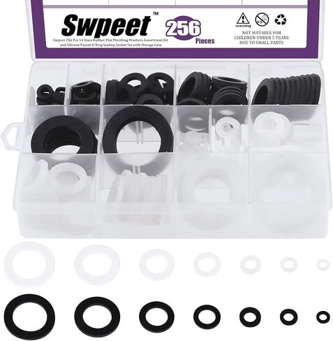Swpeet 60Pcs 3 Sizes Rubber Silicone Flat and Convex Water Hose Washer Seal O Ring Gaskets with Stainless Steel Screen Filter Assortment Kit, Perfect for Connection 3/4" 5/8" 1/2" Garden Hose Fittings in Saudi Arabia