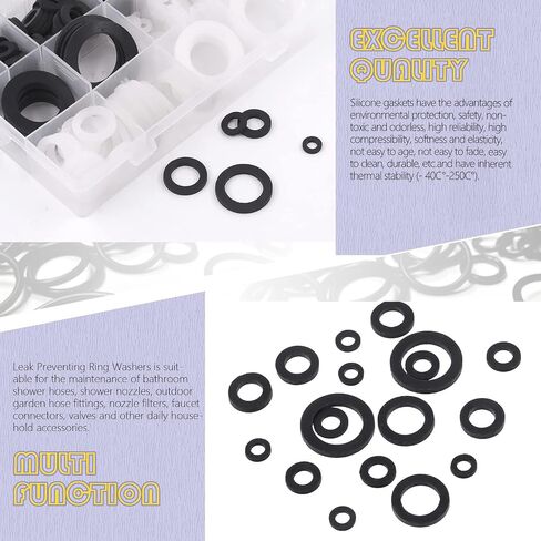 Swpeet 60Pcs 3 Sizes Rubber Silicone Flat and Convex Water Hose Washer Seal O Ring Gaskets with Stainless Steel Screen Filter Assortment Kit, Perfect for Connection 3/4" 5/8" 1/2" Garden Hose Fittings in Saudi Arabia
