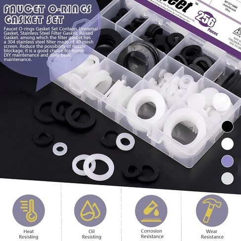 Swpeet 60Pcs 3 Sizes Rubber Silicone Flat and Convex Water Hose Washer Seal O Ring Gaskets with Stainless Steel Screen Filter Assortment Kit, Perfect for Connection 3/4" 5/8" 1/2" Garden Hose Fittings in Saudi Arabia