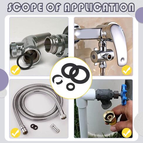 Swpeet 60Pcs 3 Sizes Rubber Silicone Flat and Convex Water Hose Washer Seal O Ring Gaskets with Stainless Steel Screen Filter Assortment Kit, Perfect for Connection 3/4" 5/8" 1/2" Garden Hose Fittings in Saudi Arabia