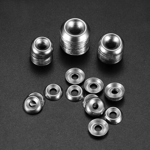 200 Pcs Finishing Cup Countersunk Washers Assortment Kit, 6# 8# 10# 12# Stainless Steel Finishing Cup Washers, Finish washers, Cup Countersunk Finish Washer Set, Finishing Washers in Kuwait