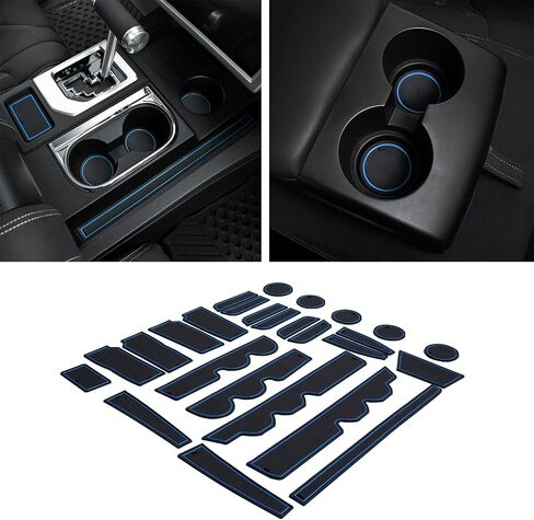 JDMCAR متوافق مع ملحقات Toyota Tundra 2021 2020 2019 2018 2017 2016 2015 2014 ملحقات البطانة الممتازة، وحدة التحكم المخصصة، حامل الأكواب، ومجموعة حشوات جيب الباب - (مقعد دلو، حافة حمراء) in Kuwait