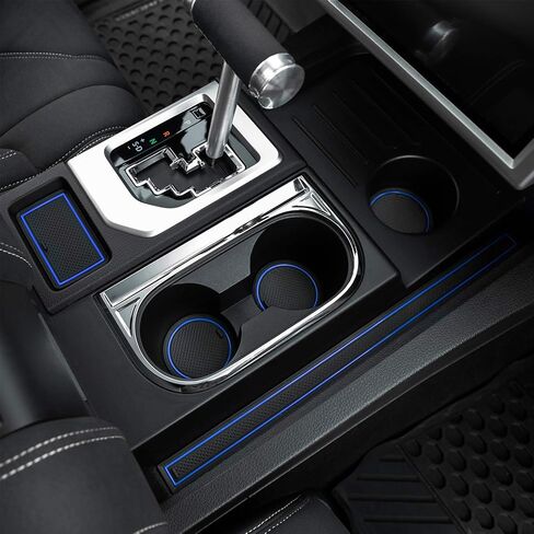 JDMCAR متوافق مع ملحقات Toyota Tundra 2021 2020 2019 2018 2017 2016 2015 2014 ملحقات البطانة الممتازة، وحدة التحكم المخصصة، حامل الأكواب، ومجموعة حشوات جيب الباب - (مقعد دلو، حافة حمراء) in Kuwait