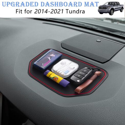 JDMCAR متوافق مع ملحقات Toyota Tundra 2021 2020 2019 2018 2017 2016 2015 2014 ملحقات البطانة الممتازة، وحدة التحكم المخصصة، حامل الأكواب، ومجموعة حشوات جيب الباب - (مقعد دلو، حافة حمراء) in Kuwait