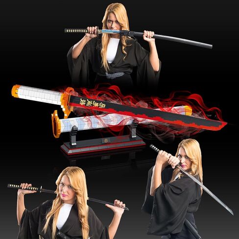 EP EXERCISE N PLAY Sword Building Kits, 27in Kyojuro Rengoku Building Sets with Scabbard and Stand, Building Block of Sword, 790Pieces, Cosplay Sword Building Sets Gift for Adults Teen Boys 8+ in Saudi Arabia