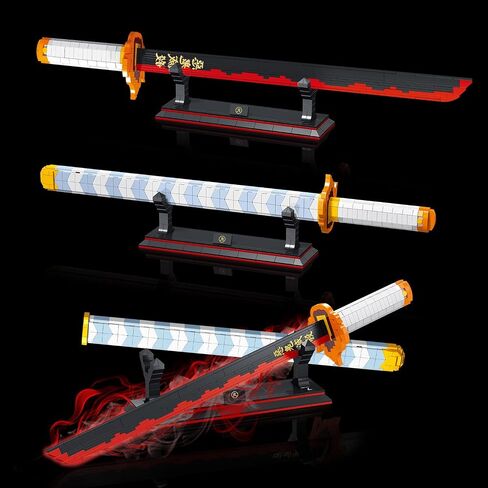 EP EXERCISE N PLAY Sword Building Kits, 27in Kyojuro Rengoku Building Sets with Scabbard and Stand, Building Block of Sword, 790Pieces, Cosplay Sword Building Sets Gift for Adults Teen Boys 8+ in Saudi Arabia