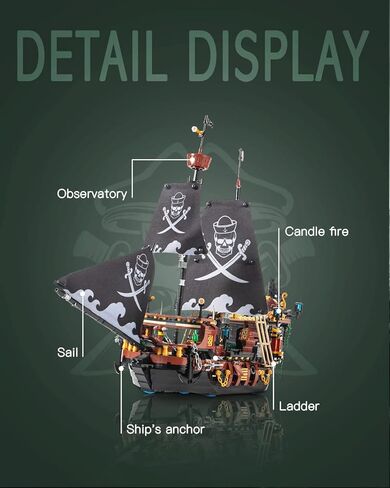 مجموعة مكعبات صغيرة من dOvOb مجموعة مكعبات بناء سفينة القراصنة، مجموعة بناء فكرة رائعة، لعبة تجميع كهدية للمراهقين والبالغين (1328 قطعة) in Kuwait