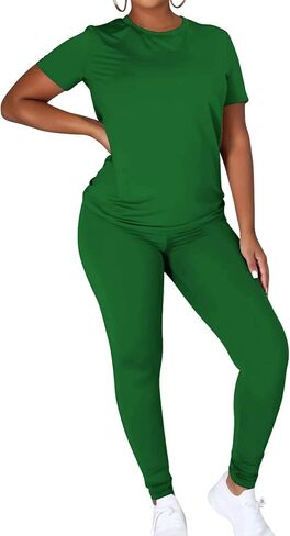 TOPONSKY Corto Two Piece Workout Outfits Biker Short Sets Sports 2024 Green L in Saudi Arabia