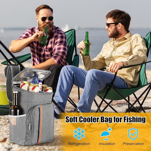 3 قطع من حقيبة الظهر المبردة، 30 علبة حقيبة تبريد مضادة للتسرب معزولة ومقاومة للماء وخفيفة الوزن وناعمة على الشاطئ للرجال والنساء والعمل والنزهات والتخييم والمشي لمسافات طويلة وحفلات عيد الميلاد، رمادي in Kuwait