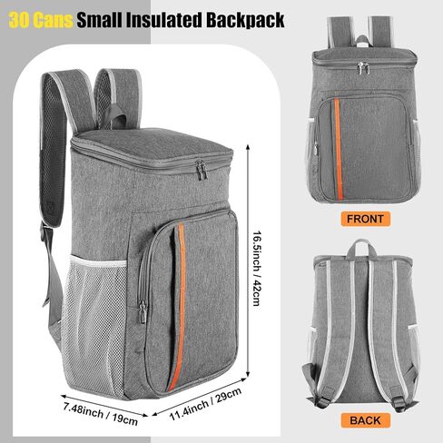 3 قطع من حقيبة الظهر المبردة، 30 علبة حقيبة تبريد مضادة للتسرب معزولة ومقاومة للماء وخفيفة الوزن وناعمة على الشاطئ للرجال والنساء والعمل والنزهات والتخييم والمشي لمسافات طويلة وحفلات عيد الميلاد، رمادي in Kuwait