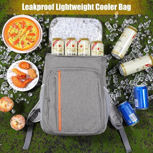 3 قطع من حقيبة الظهر المبردة، 30 علبة حقيبة تبريد مضادة للتسرب معزولة ومقاومة للماء وخفيفة الوزن وناعمة على الشاطئ للرجال والنساء والعمل والنزهات والتخييم والمشي لمسافات طويلة وحفلات عيد الميلاد، رمادي in Kuwait