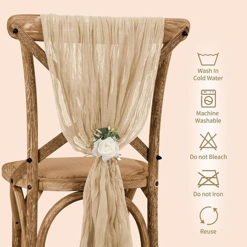 Teruntrue Cheesecloth Chair Sashes Aisle Decorations 50 Packs, Chair Decorative Chair Cover Chair Sashes 70 Inch for Wedding Reception Party Hotel Decoration(Sage Green) in Kuwait