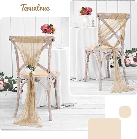 Teruntrue Cheesecloth Chair Sashes Aisle Decorations 50 Packs, Chair Decorative Chair Cover Chair Sashes 70 Inch for Wedding Reception Party Hotel Decoration(Sage Green) in Kuwait