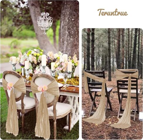 Teruntrue Cheesecloth Chair Sashes Aisle Decorations 50 Packs, Chair Decorative Chair Cover Chair Sashes 70 Inch for Wedding Reception Party Hotel Decoration(Sage Green) in Kuwait