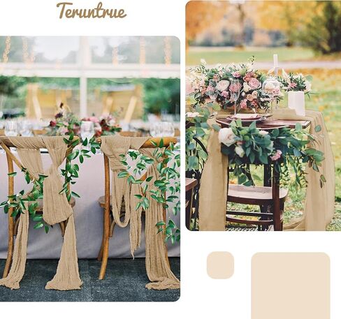 Teruntrue Cheesecloth Chair Sashes Aisle Decorations 50 Packs, Chair Decorative Chair Cover Chair Sashes 70 Inch for Wedding Reception Party Hotel Decoration(Sage Green) in Kuwait