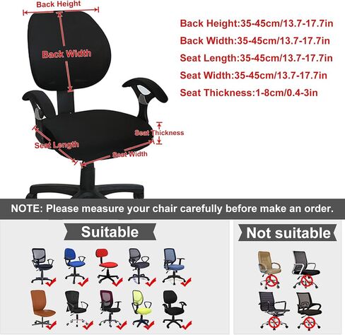 Computer Desk Chair Slipcover， Waterproof Office Chair Seat Cover Rotating Office Chair Cover Universal Computer Chair Seat Cushion Cover Removable Desk Chair Cover Office Computer Chair Covers in Saudi Arabia