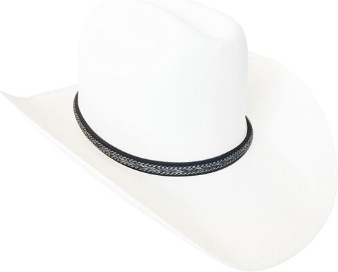 Black Genuine Leather Hat Band with Woven Center Trim and Nickle Plated Three Piece Hardware Set in Saudi Arabia