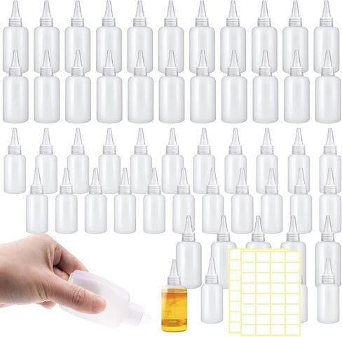 50 Packs 1oz and 2 oz Plastic Squeeze Bottles with Caps Small Condiment Squeeze Bottles Suitable for Condiment, Salad Dressing, Oil in Kuwait