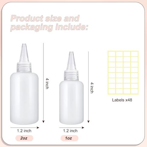 50 Packs 1oz and 2 oz Plastic Squeeze Bottles with Caps Small Condiment Squeeze Bottles Suitable for Condiment, Salad Dressing, Oil in Kuwait