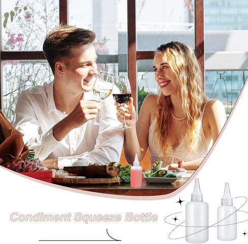 50 Packs 1oz and 2 oz Plastic Squeeze Bottles with Caps Small Condiment Squeeze Bottles Suitable for Condiment, Salad Dressing, Oil in Kuwait