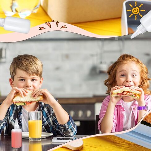 50 Packs 1oz and 2 oz Plastic Squeeze Bottles with Caps Small Condiment Squeeze Bottles Suitable for Condiment, Salad Dressing, Oil in Kuwait