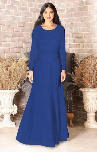 KOH KOH Womens Long Sleeve Soft Flowy Empire Waist Fall Winter Party Gown in Kuwait