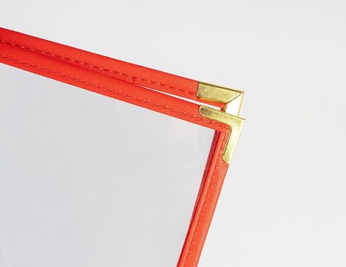 أغلفة/كتيب القائمة، صفحات مزدوجة، جيبان، 4 طرق عرض، للورق بالحجم القانوني مقاس 8.5 × 14 بوصة، حزمة من 6 قطع، حواف حمراء + زاوية معدنية ذهبية، مصنوعة من الجلد والفينيل in Kuwait