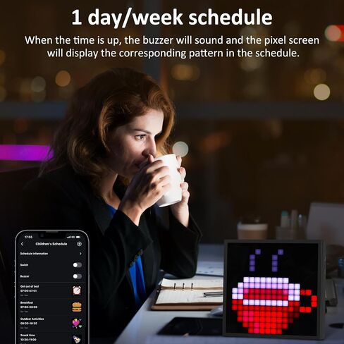 REYLAX Light & Thin LED Pixel Art Display 16x16 Smart Alarm Clock RGB Pixel Panel with APP Control Graffiti Animations Gaming Room Wall Decor for Kids Adults in Saudi Arabia