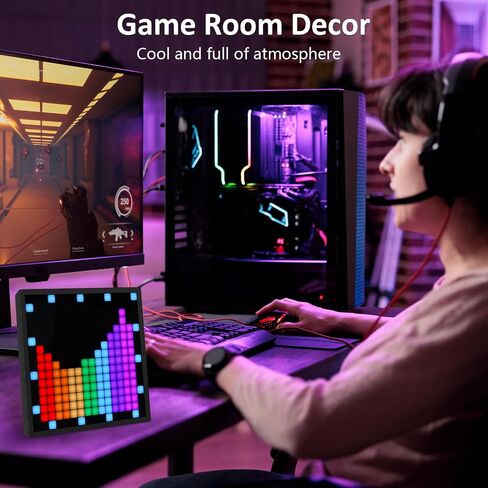 REYLAX Light & Thin LED Pixel Art Display 16x16 Smart Alarm Clock RGB Pixel Panel with APP Control Graffiti Animations Gaming Room Wall Decor for Kids Adults in Saudi Arabia