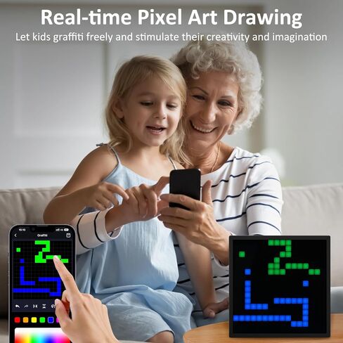 REYLAX Light & Thin LED Pixel Art Display 16x16 Smart Alarm Clock RGB Pixel Panel with APP Control Graffiti Animations Gaming Room Wall Decor for Kids Adults in Saudi Arabia