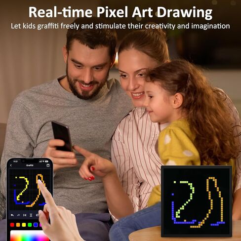 REYLAX لوحة فنية بكسل رقمية شاشة LED ساعة منبه ذكية مقاس 32 × 32 أضواء مزاجية بإطار صور رقمي قابل للبرمجة مع ملحقات ألعاب للتحكم في تطبيق بلوتوث لهدايا ديكور جدار غرفة النوم المكتبية in Saudi Arabia
