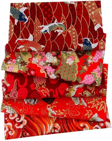 5PCS Cotton Craft Fabric Bundle Squares Patchwork,20" x 20"Inch (50x50cm) Colorful Japanese Style Cotton Wrapping Cloth Squares Quilting Sewing Patchwork Fabric,DIY Scrapbooking Artcraft in Saudi Arabia