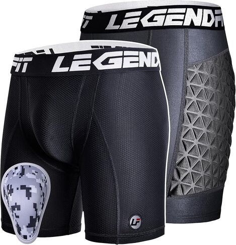 Youth Boys Sliding Shorts w/Soft Cup Athletic Padded Compression Underwear Protector Support Baseball Football in Saudi Arabia